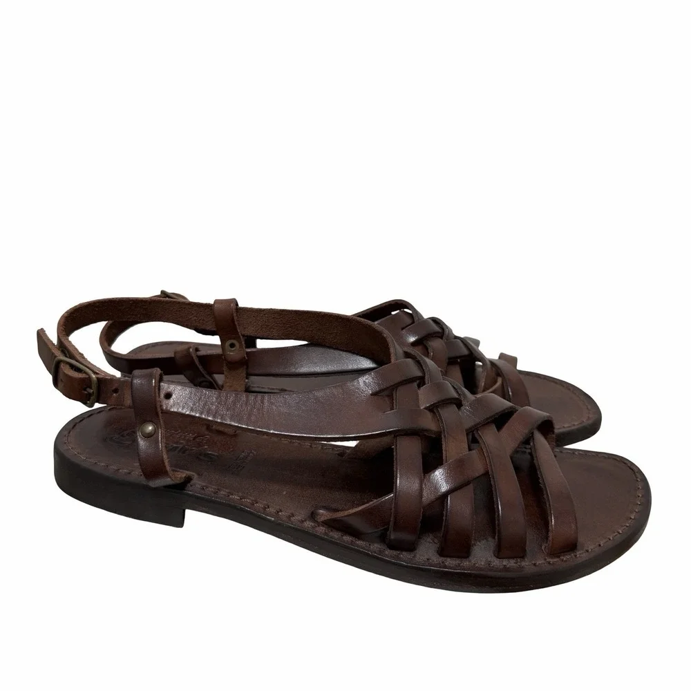 Elisir's Leather Fisherman Sandals Womens EU 39 US 8-8.5 Brown Made in Italy EUC